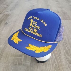 Vintage VFW District 1 Past Commanders Club Adjustable Trucker Snapback Hat Cap
